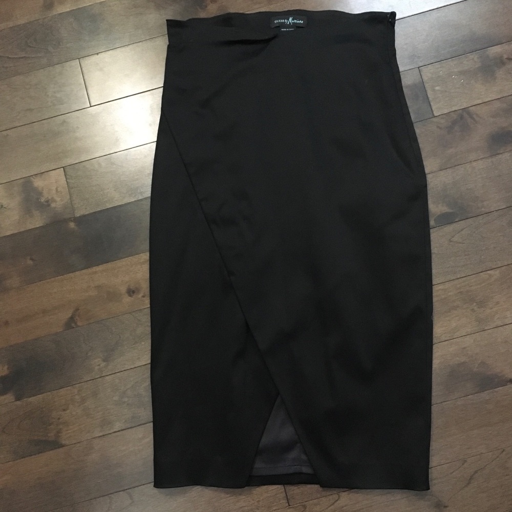 Black satin Guess tulip pencil skirt